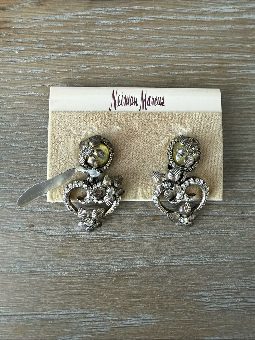 Jay Strongwater Silver Floral Crystal Drop Earrings with Yellow Centers
